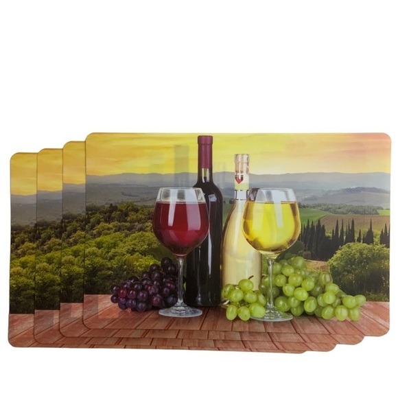 Placemats Wine Theme Print Indoor Outdoor Rectangle Scenic Landscape Set of 4 - Picture 9 of 9